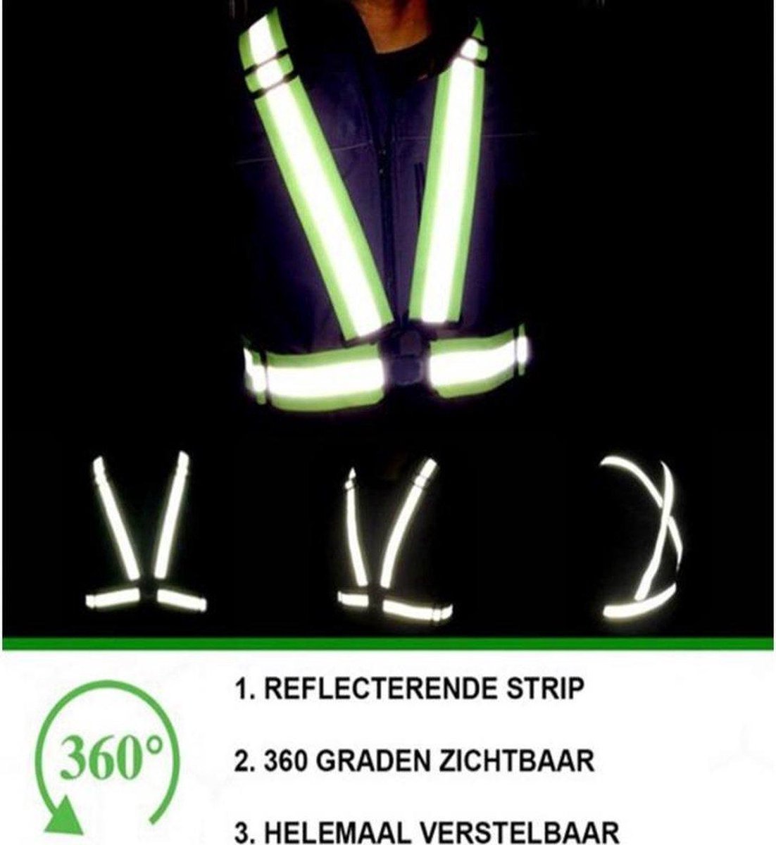 Reflecterende Kruisgordel Geel – Verstelbaar van S t/m XXXL – Voor Fietsen en Hardlopen