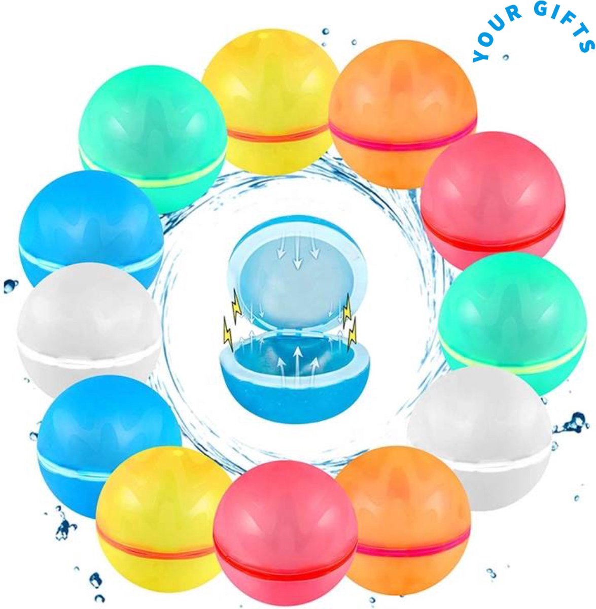 Herbruikbare waterballonnen zelfsluitend 6 stuks