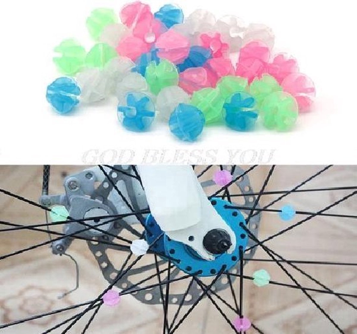 Fiets spaakkralen 36 stuks glow in the dark