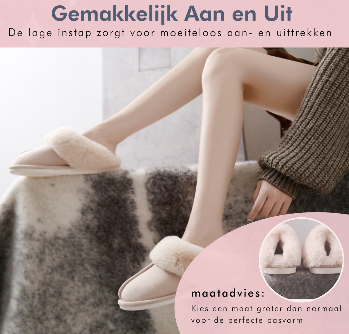 Fluffy Dames Pantoffels - Warm Gevoerd - Maat 40/41 - Zachte Winterpantoffels