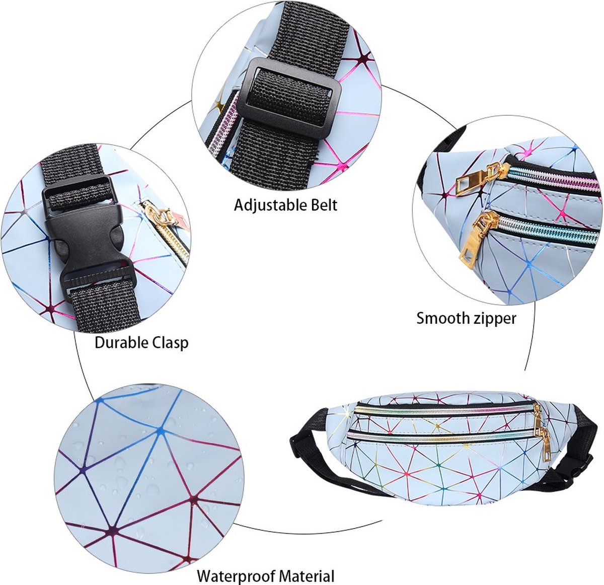 Festival Heuptas/Fanny pack Glow In The Dark - Zilver
