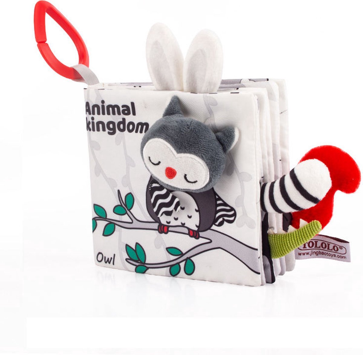 Yippiez - Zacht Knisperboek Baby Uil - Met Piepend Drukfluitje - Sensorisch Speelgoed voor Box - Kraamcadeau - Kraamkado