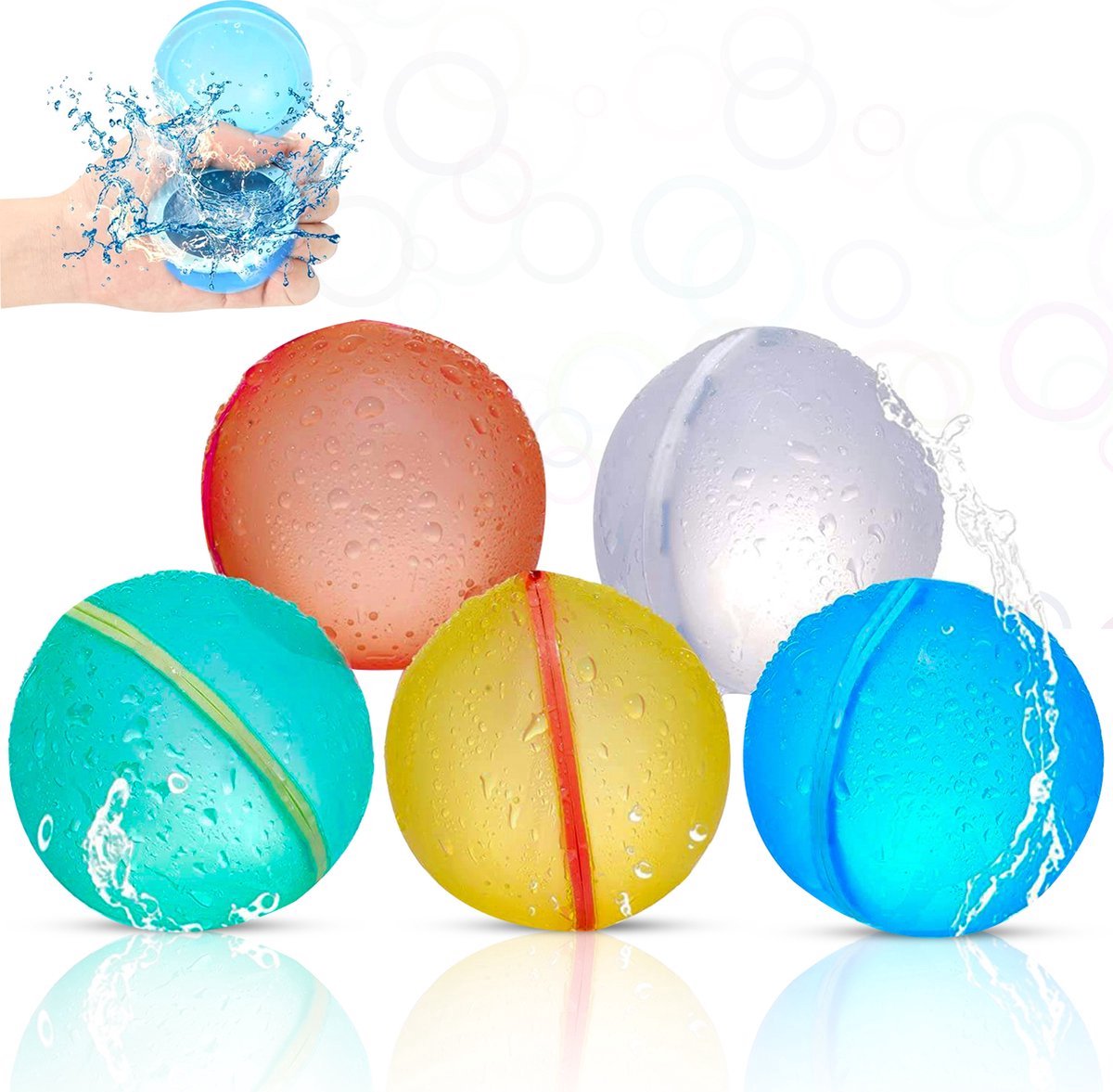 Herbruikbare waterballonnen zelfsluitend 6 stuks