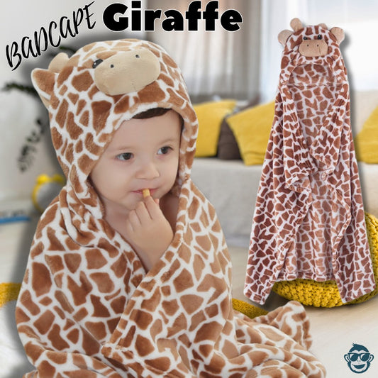 Fleecedeken/badcape/wikkeldeken met capuchon Giraffe