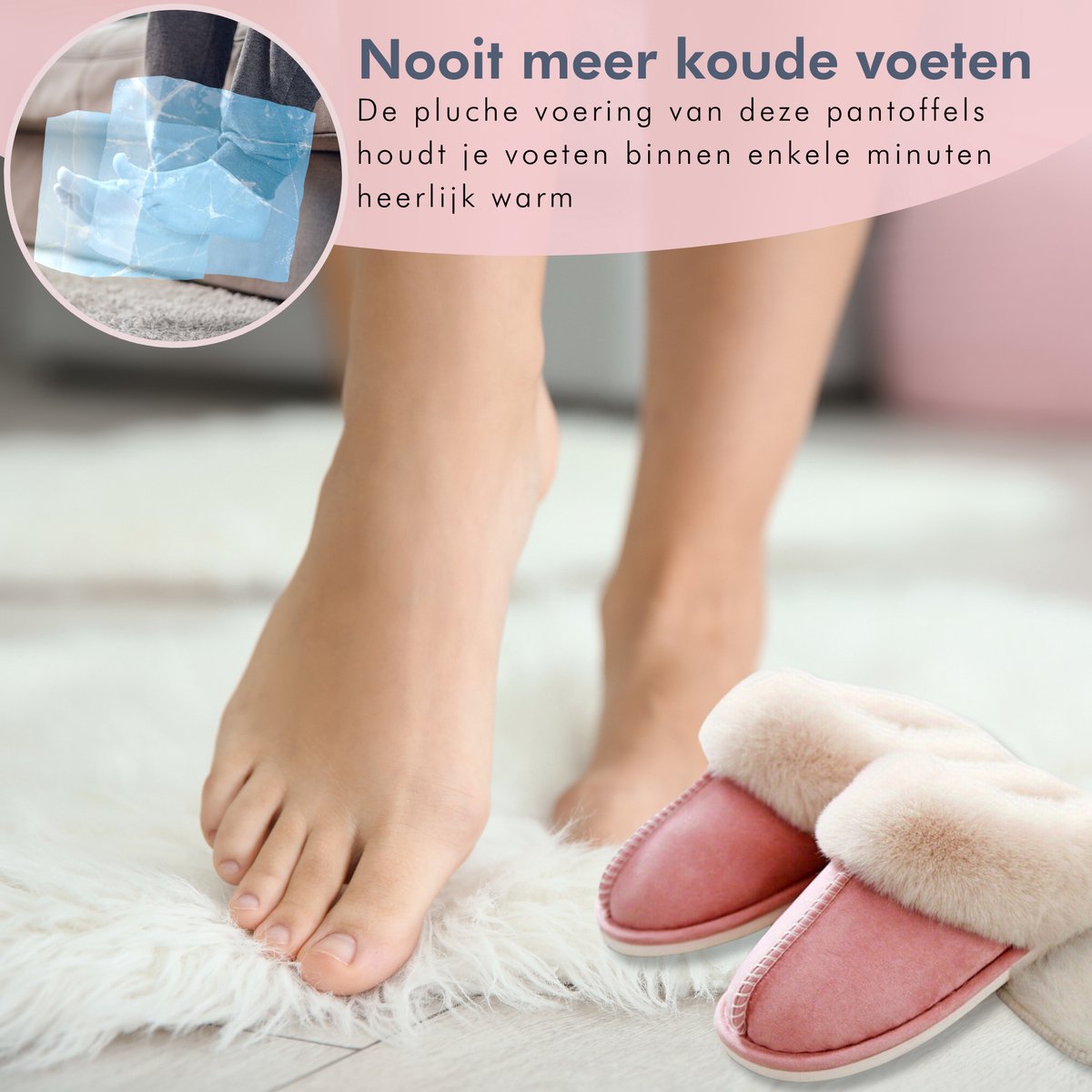 Fluffy Dames Pantoffels - Warm Gevoerd - Maat 40/41 - Zachte Winterpantoffels