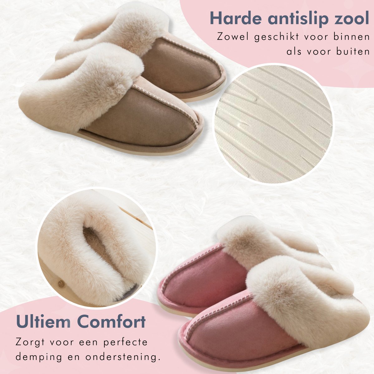 Fluffy Dames Pantoffels - Warm Gevoerd - Maat 40/41 - Zachte Winterpantoffels