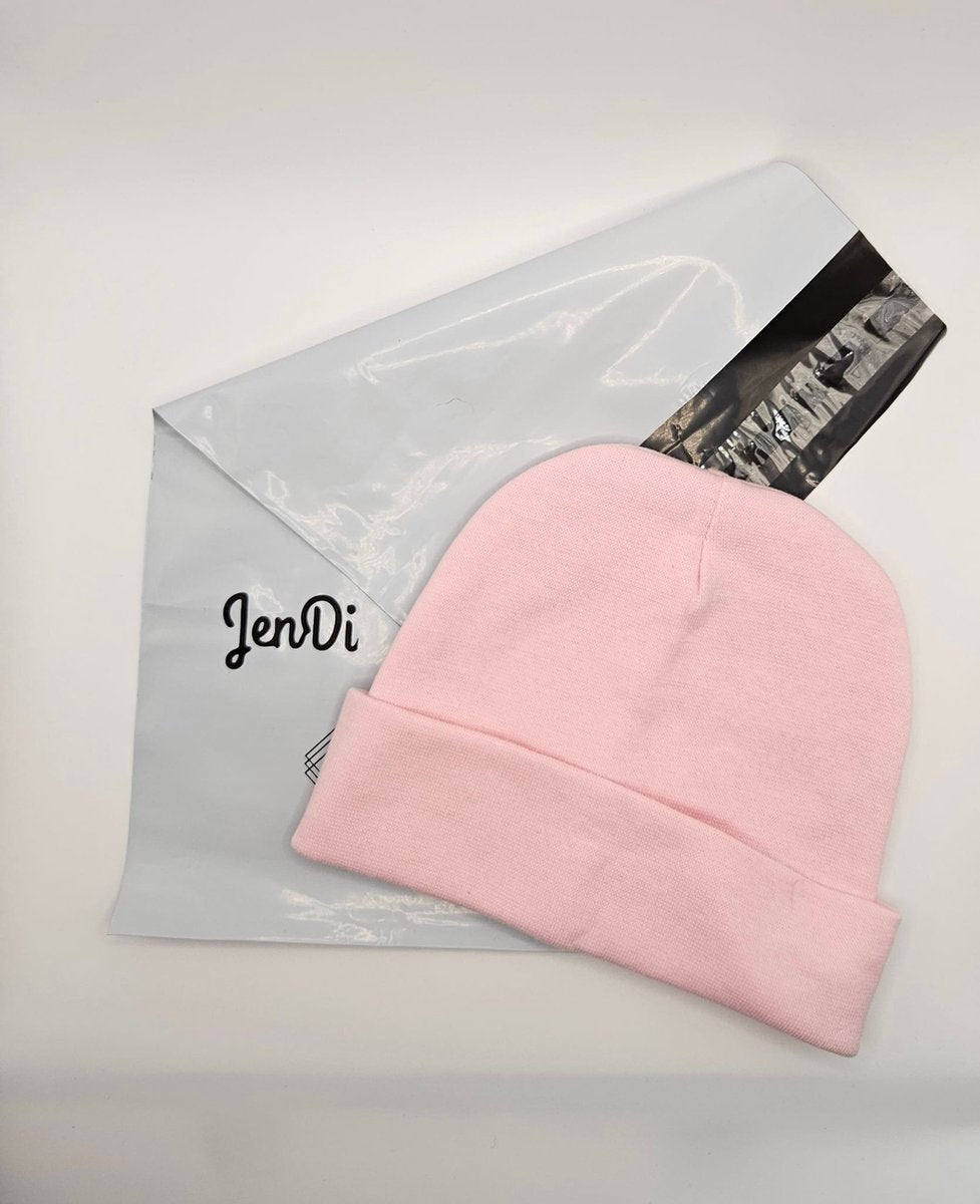 Babymutsje newborn roze baby beanie