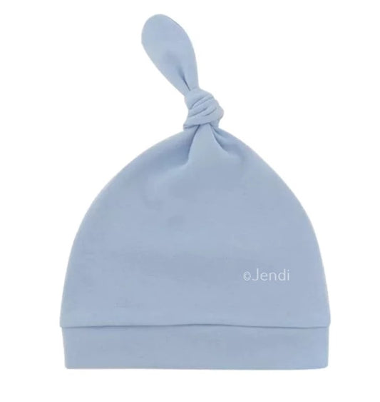 Newborn baby mutsje met punt beanie blauw