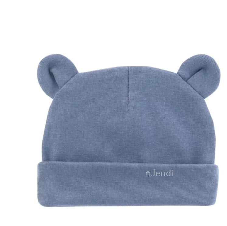 Newborn baby mutsje met oortjes beanie blauw