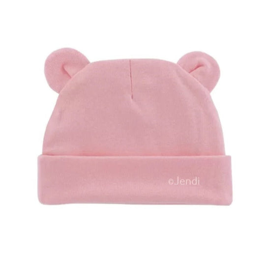 Newborn baby mutsje met oortjes beanie roze