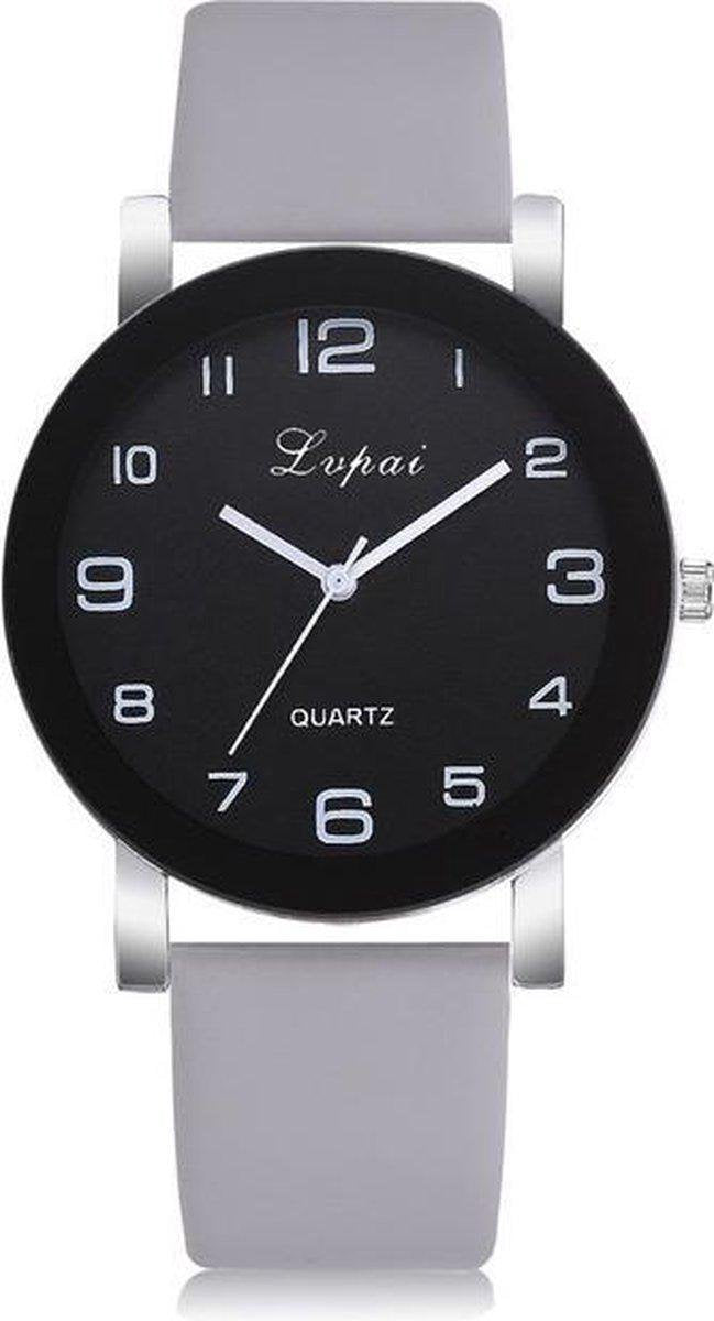 Horloge Quartz grijs PU Lederen Band | By Jendi