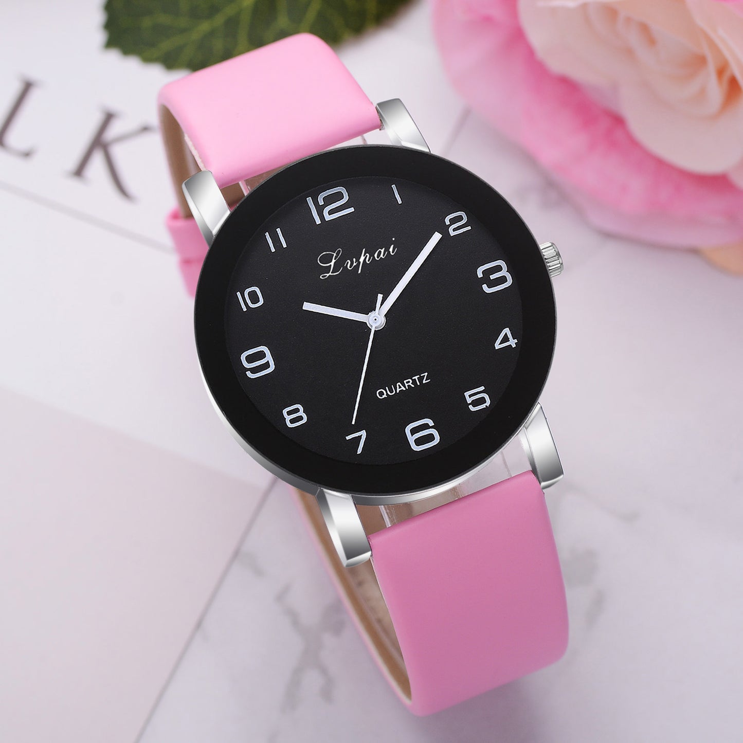 Horloge Quartz Roze PU Lederen Band | By Jendi