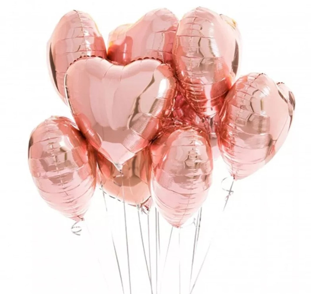 Hart Ballonnen Roze Goud folie 45 cm (10)