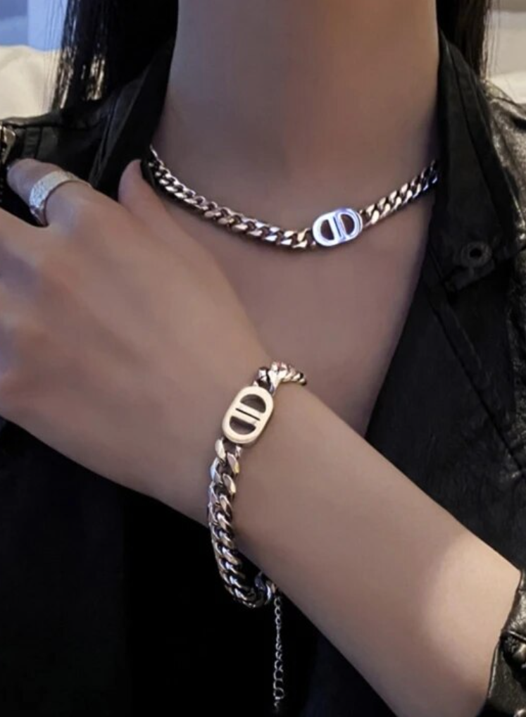 The Good Life Yehwang Stainless Steel Dames DD Ketting - 37cm zilverkleurig