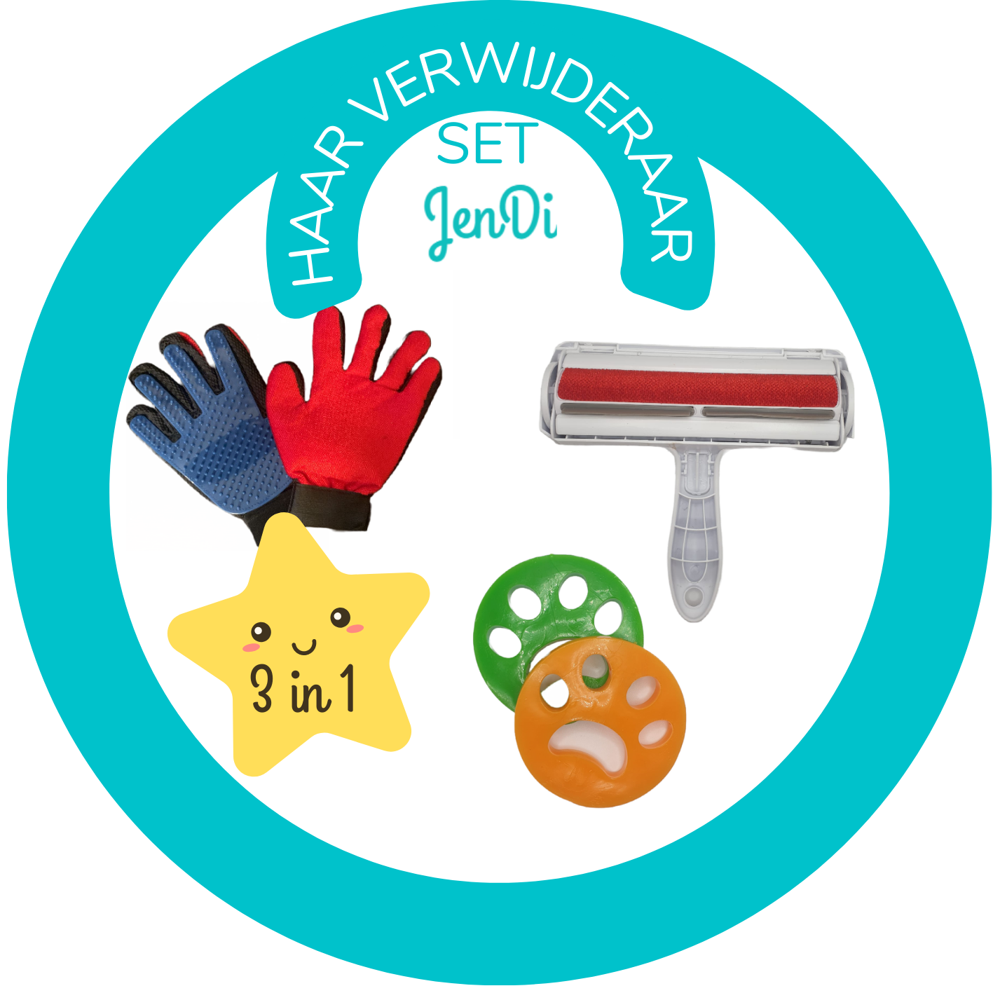 Jendi 3-in-1a Anti Dierhaar en pluizen set