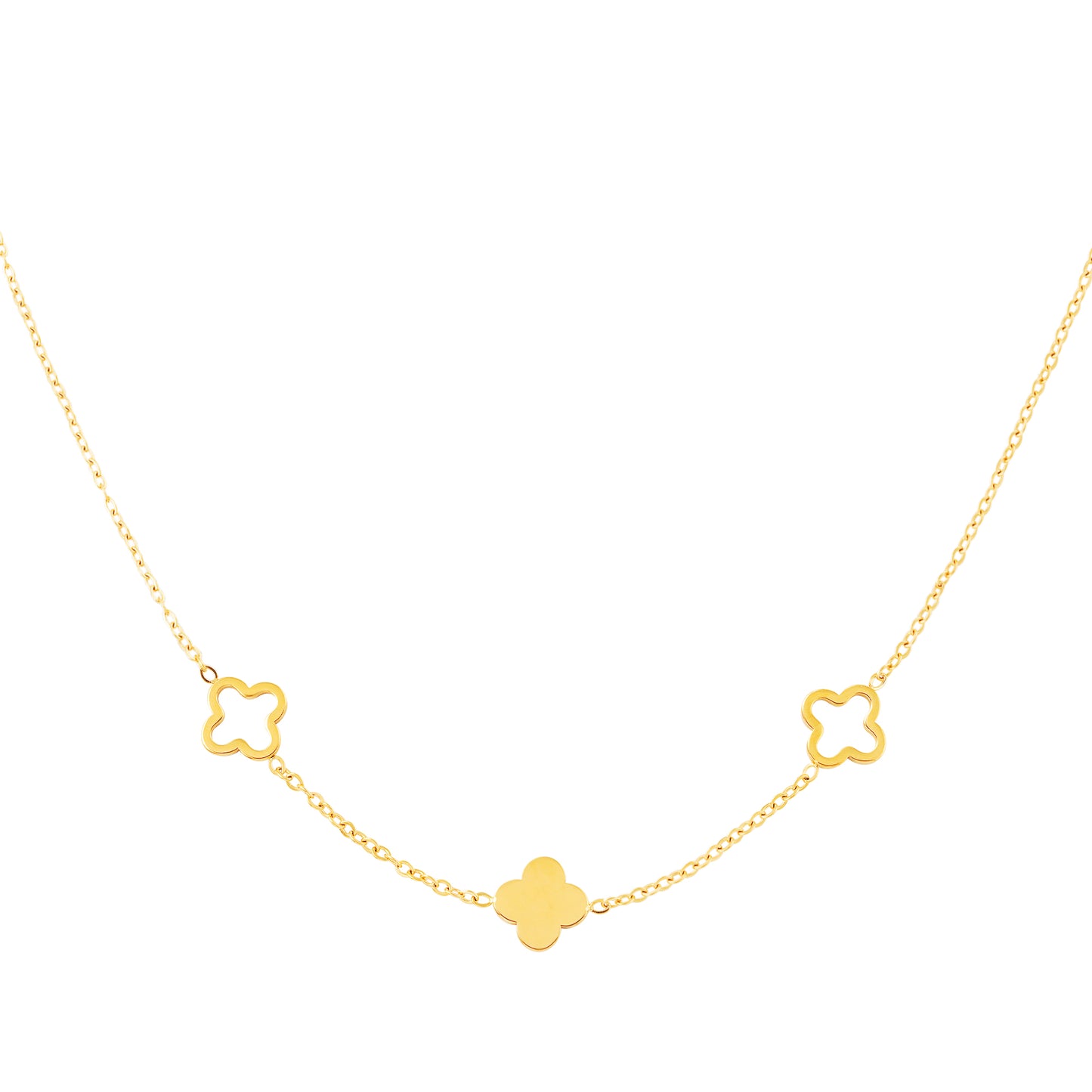 Halsketting Klavertjes ketting Goudkleurig