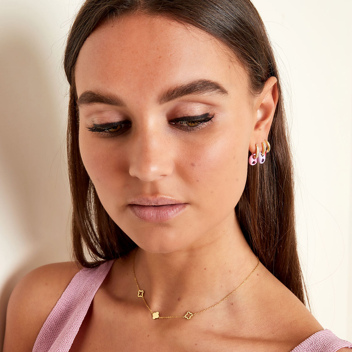 Halsketting Klavertjes ketting Goudkleurig