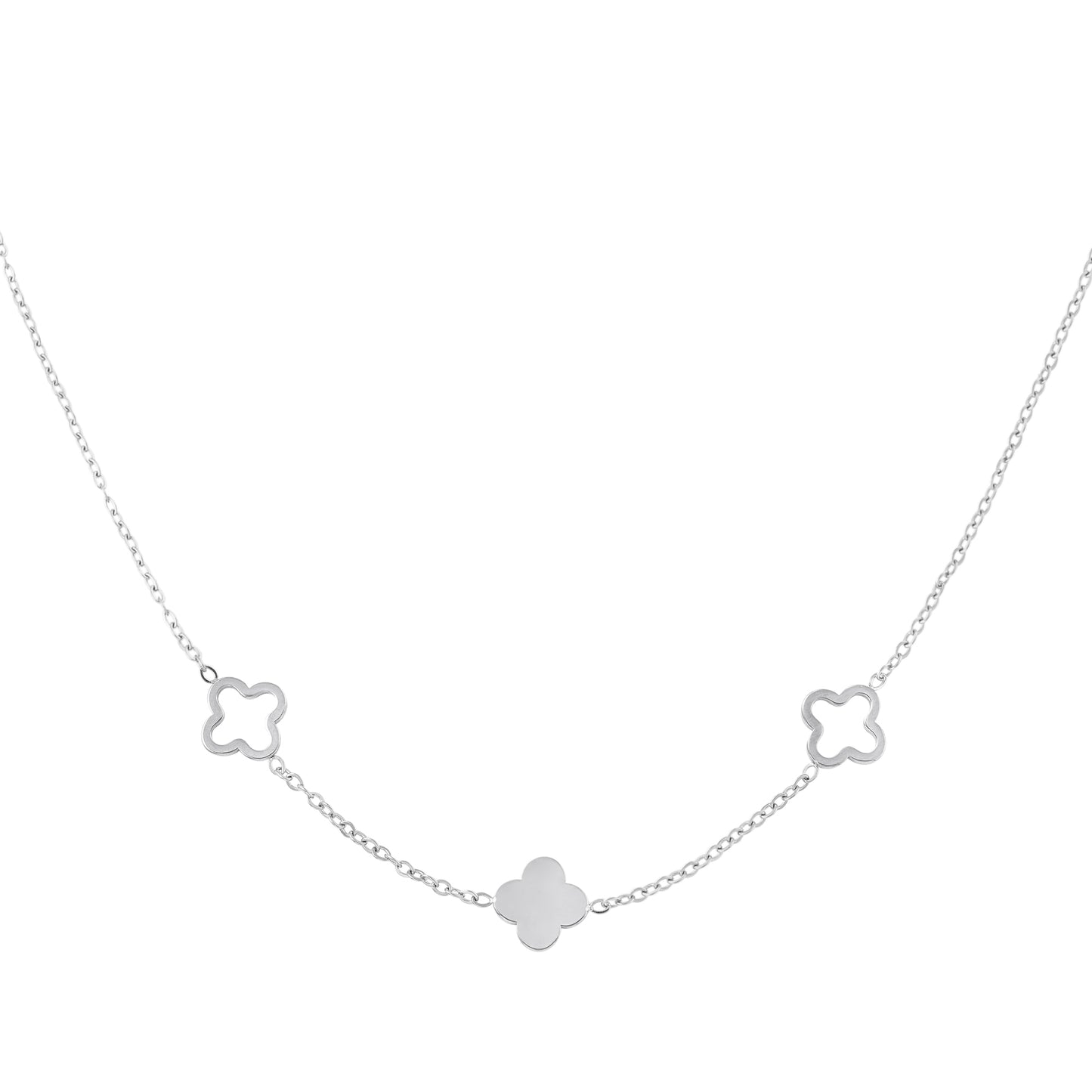 Halsketting Klavertjes ketting zilverkleurig