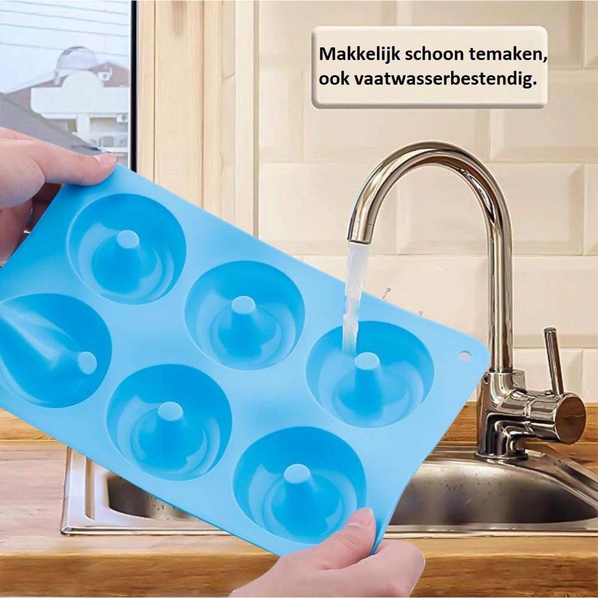 Siliconen bakvorm donuts (6) Blauw