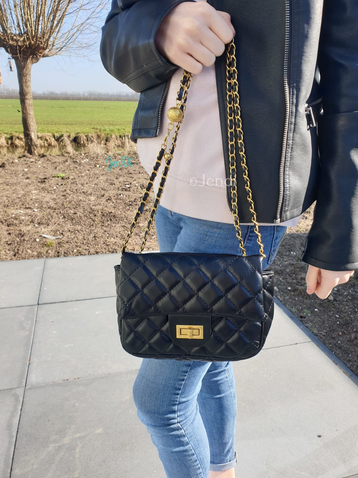 PU leren tas gestikt - kleine Schoudertas - crossbody tas Zwart - Festival - Mini - Summer - Zomer - Klein
