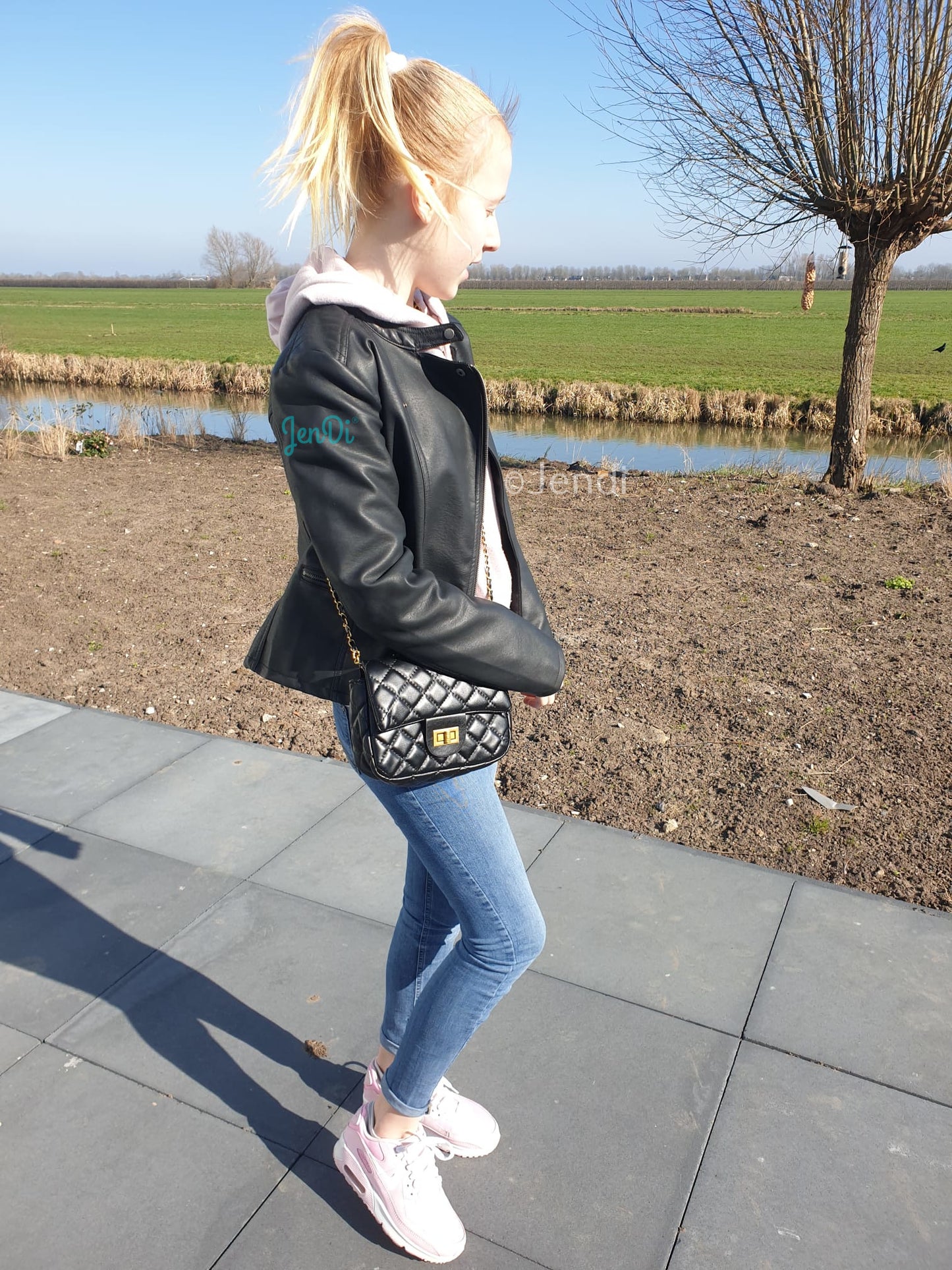 PU leren tas gestikt - kleine Schoudertas - crossbody tas Zwart - Festival - Mini - Summer - Zomer - Klein
