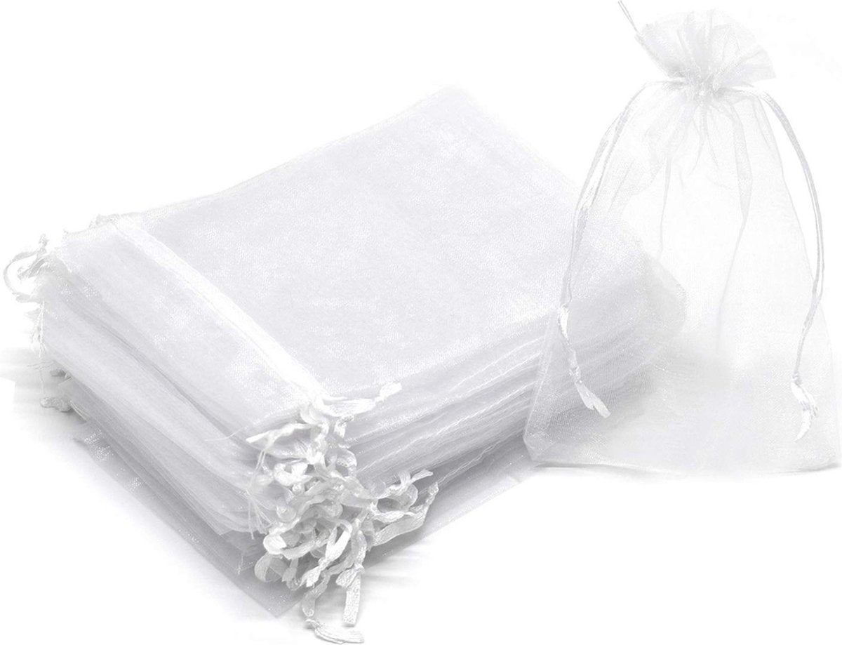 Organza Zakjes - 7x9 cm - Feestzakjes - Snoepzakjes - Cadeauzakjes - Sieradenzakjes - Wit