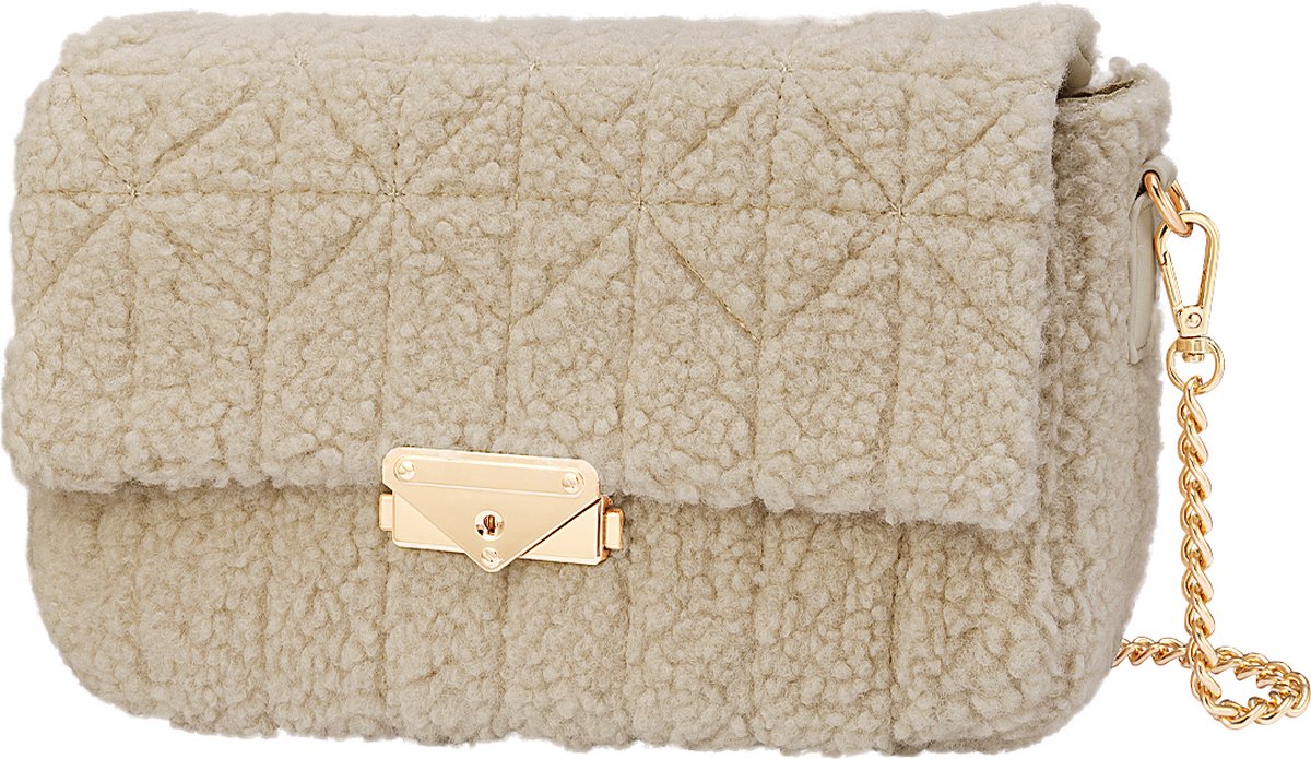 Handtas beige teddy stof schoudertas