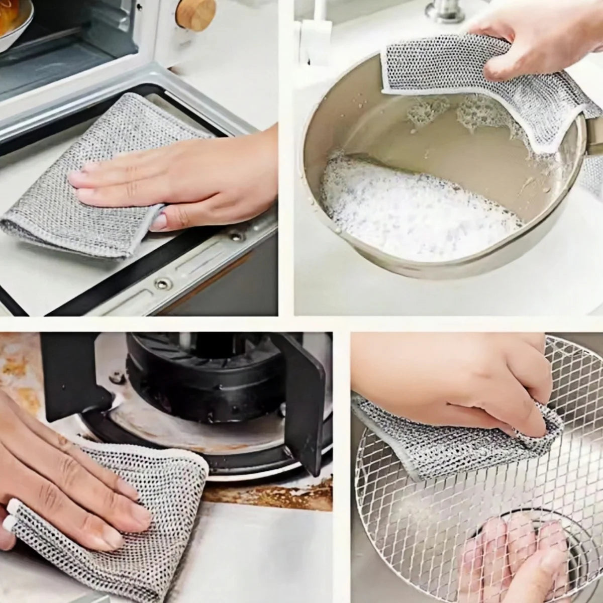 1-50PCS Magic Dishcloth Silver Wire Cleaning Kitchen Cloth Thickened Microfiber Wash Towel Built-in Sponge Steel Wire Ball Rag