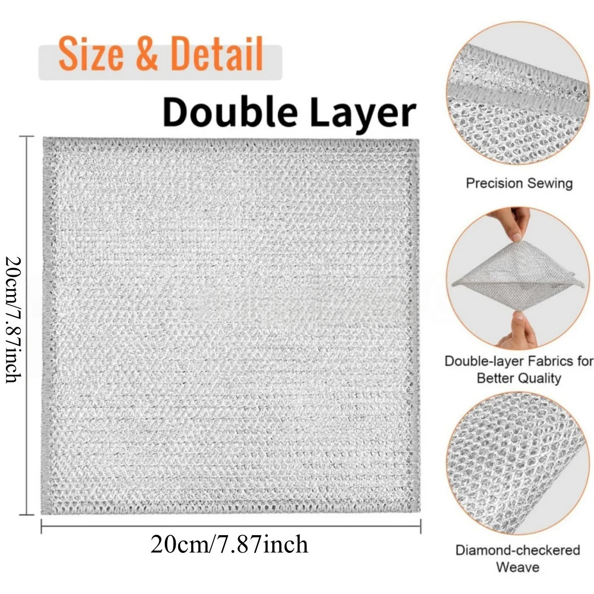 1-50PCS Magic Dishcloth Silver Wire Cleaning Kitchen Cloth Thickened Microfiber Wash Towel Built-in Sponge Steel Wire Ball Rag