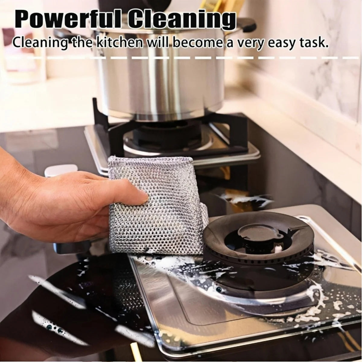 1-50PCS Magic Dishcloth Silver Wire Cleaning Kitchen Cloth Thickened Microfiber Wash Towel Built-in Sponge Steel Wire Ball Rag